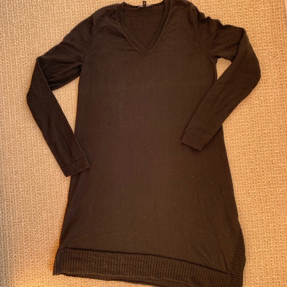 Eileen Fisher Black Asymmetrical Tunic Sweater Dress Merino Wool   |Size: XS
$45